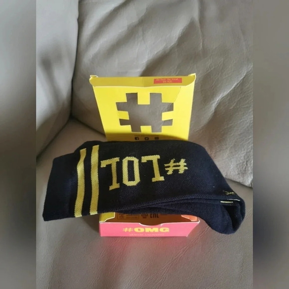 Armani Exchange  AX LOL Black Yellow Tennis Socks size M 70% Cotton - Picture 5 of 6